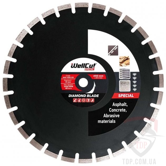 Алмазный инструмент Круг алмазный WellCut Special асфальт 450x12x25.4 (444-45025)