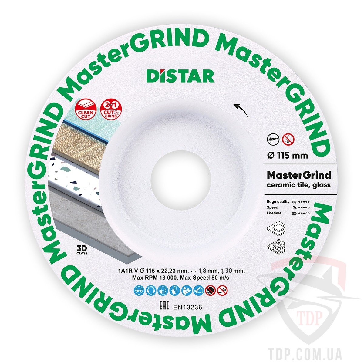 Алмазные диски Круг алмазний по керамограніту Distar MasterGRIND 115x22.23x1.8мм (87015424065)