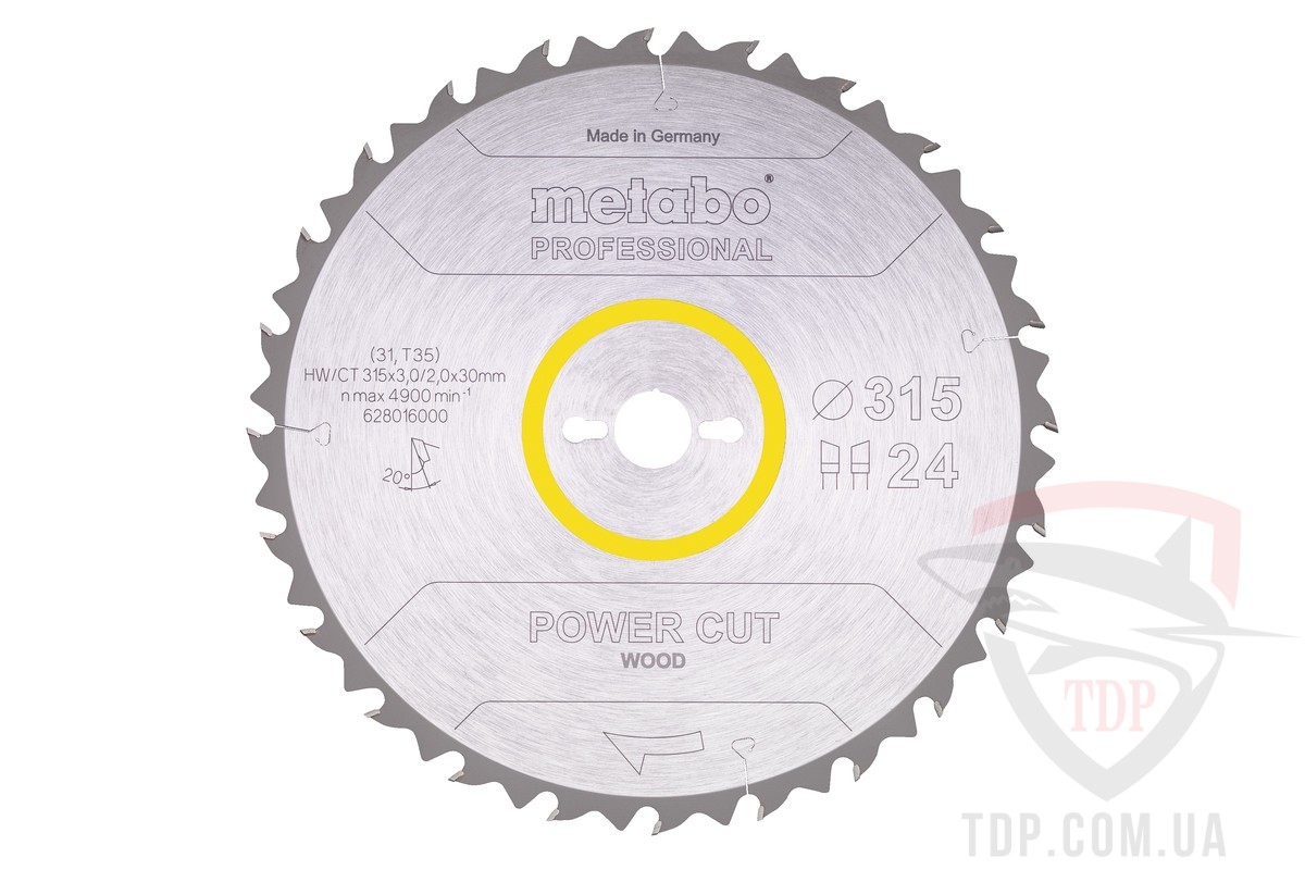Оснастка Пильный диск по дереву METABO 315x2.0/3.0x30x24z HW/CT power cut (628016000)