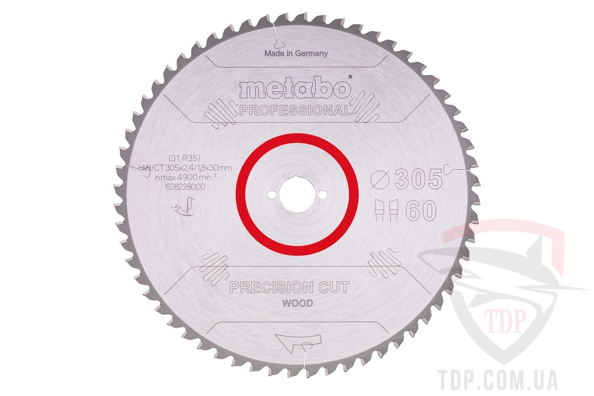 Оснастка Пильний диск по дереву Metabo Precision Cut Wood 305x30x60z (628228000)