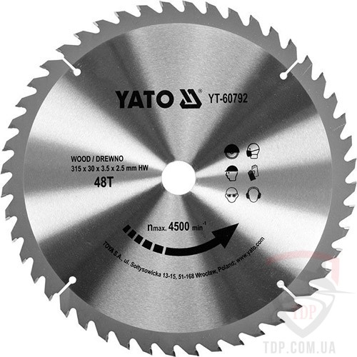 Оснастка Пильный диск по дереву Yato 315x30x48z (YT-60792)