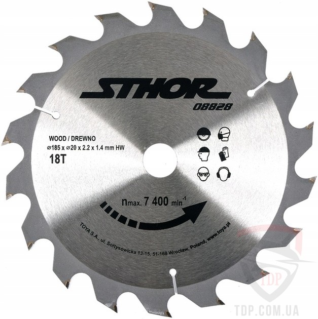 Оснастка Диск пильний по дереву STHOR 185x20x18z K2.2/1.4 (08828)