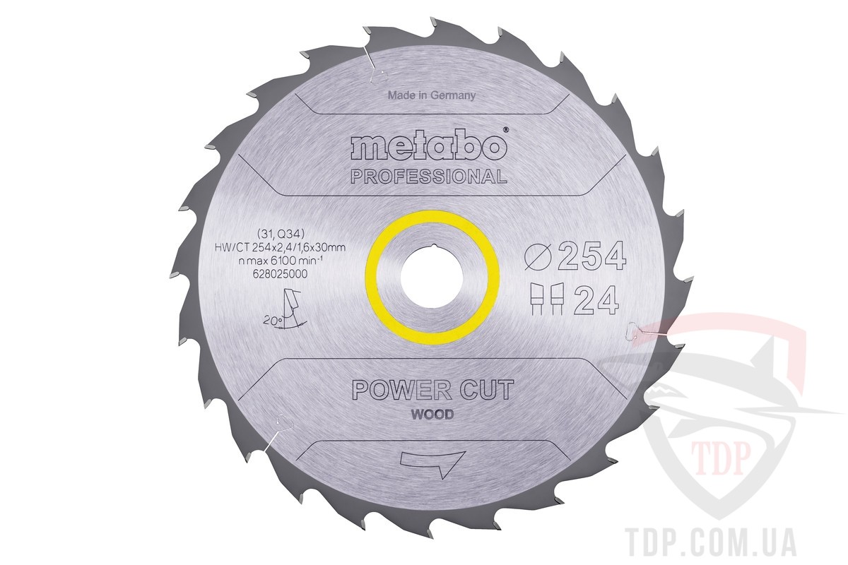 Оснастка Пильный диск по дереву METABO 254x1.6/2.4x30x24z HW/CT power cut (628025000)