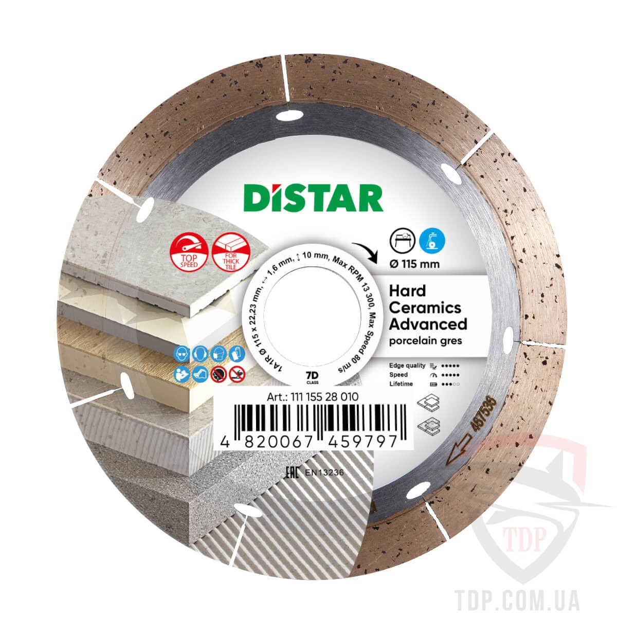 Диск алмазный по керамограниту Distar Hard Ceramics Advanced 115х22.2х1.6 (11115528010)