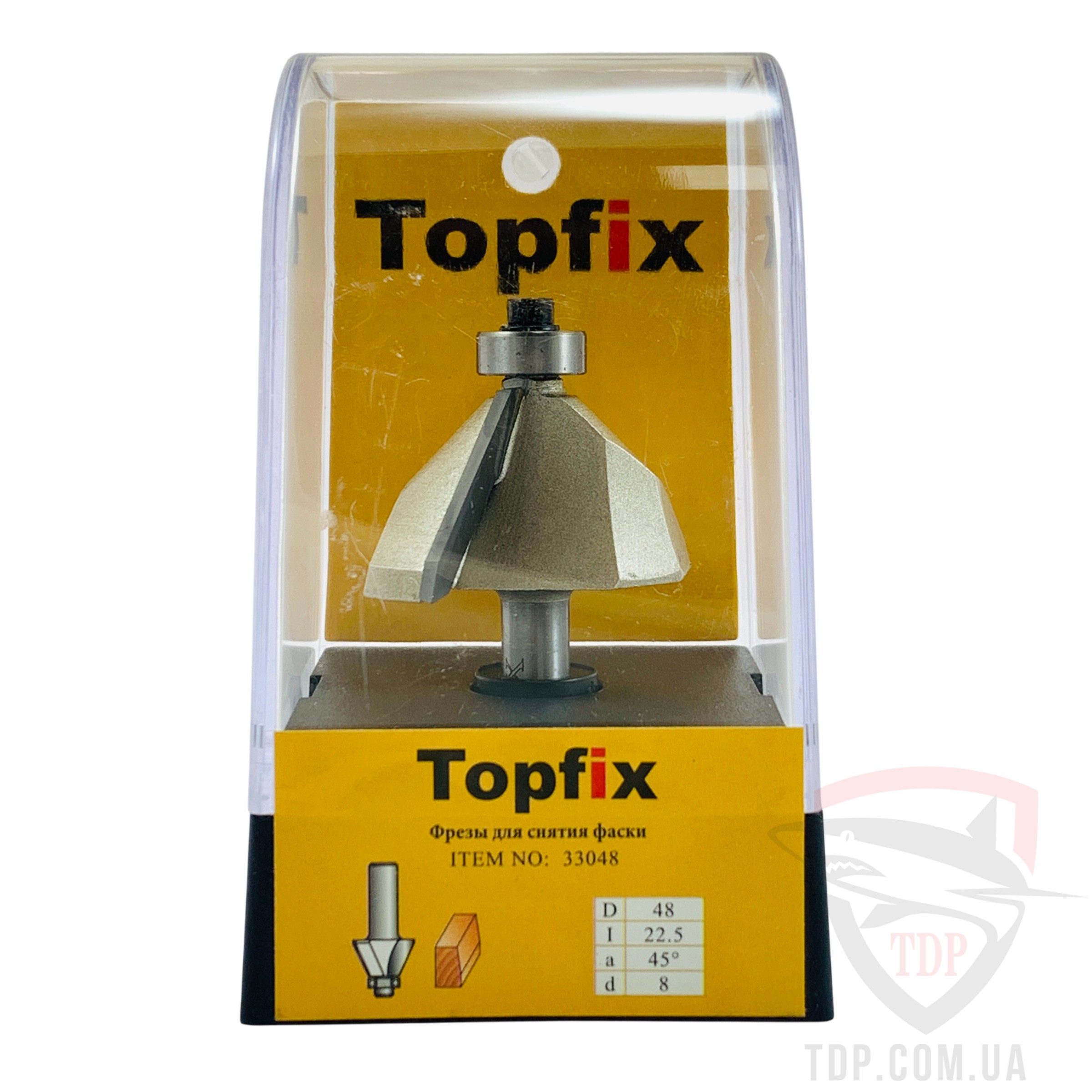 Фреза кромкова конусна Topfix 1024 D48 d8 L68 h22.5 o45 z2 (33048) - Фото №2