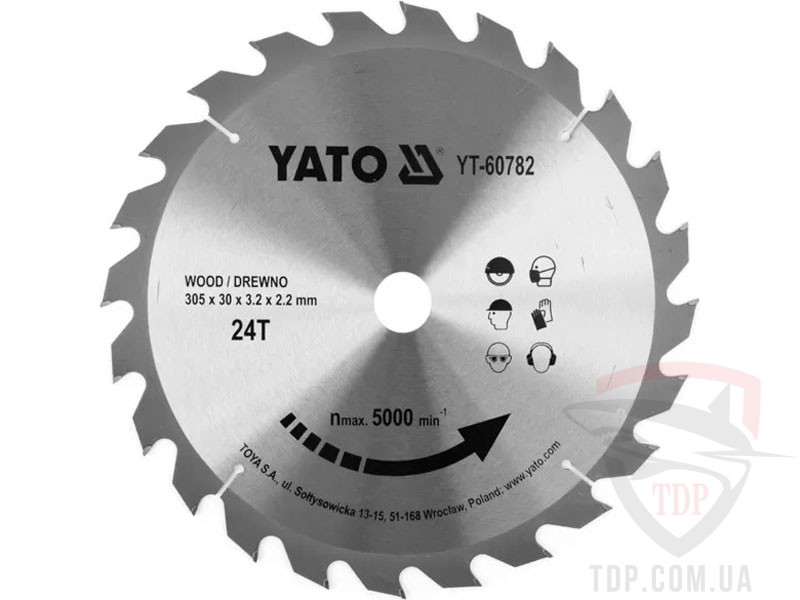 Оснастка Пильный диск по дереву Yato 305x30x24z (YT-60782)