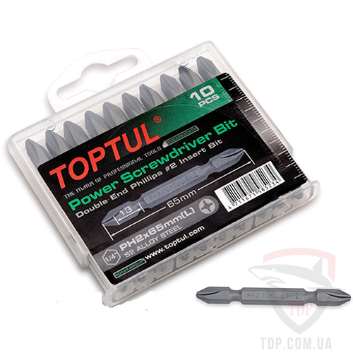 Набор бит 1/4" PH2 двухсторонних, 10 шт. TOPTUL (GAAW1001)
