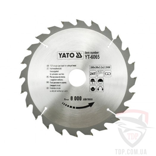 Оснастка Пильный диск по дереву Yato 200x30x24z (YT-6065)