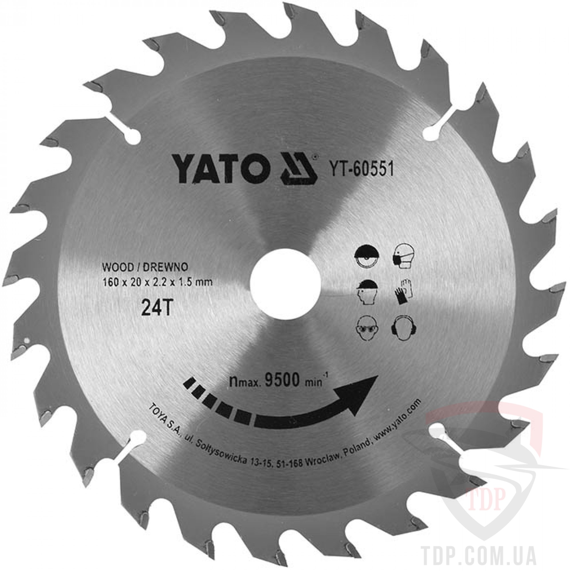 Оснастка Пильный диск по дереву Yato 160x20x24z (YT-60551)