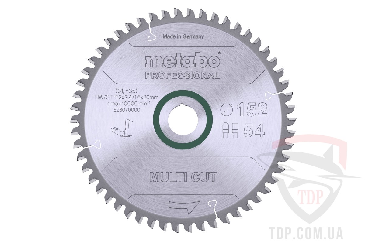 Пильний диск по ламінату Metabo Multi Cut Professional 152x20x54z (628070000)