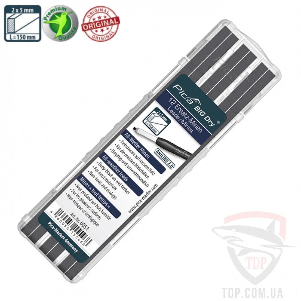 Ручной инструмент Стрижні запасні для Pica BIG Dry ANILINE 2.0 водостійкий 12шт (6051)