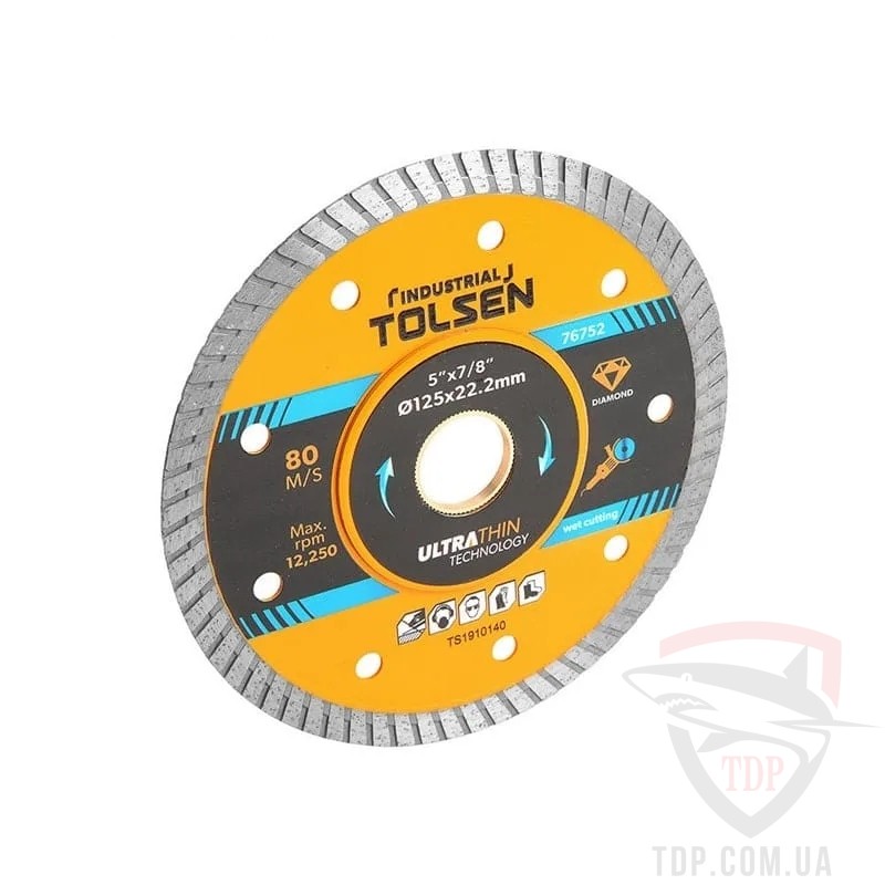 Алмазные диски Диск алмазний по керамограніту Tolsen Industrial Turbo 125x22.2x1.4x8мм (76752)