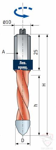 Оснастка Сверло для присадочных станков Freud сквозное D6 d10 L57.5 h30 (PF11MS-BA3)