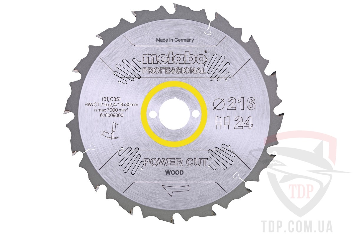 Пильный диск по дереву METABO 216x1.8/2.4x30x24z HW/CT power cut (628009000)