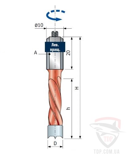 Оснастка Сверло Freud для сверлильно присадочных станков D9 d10 L70 h43 (PF07MS-EC3)