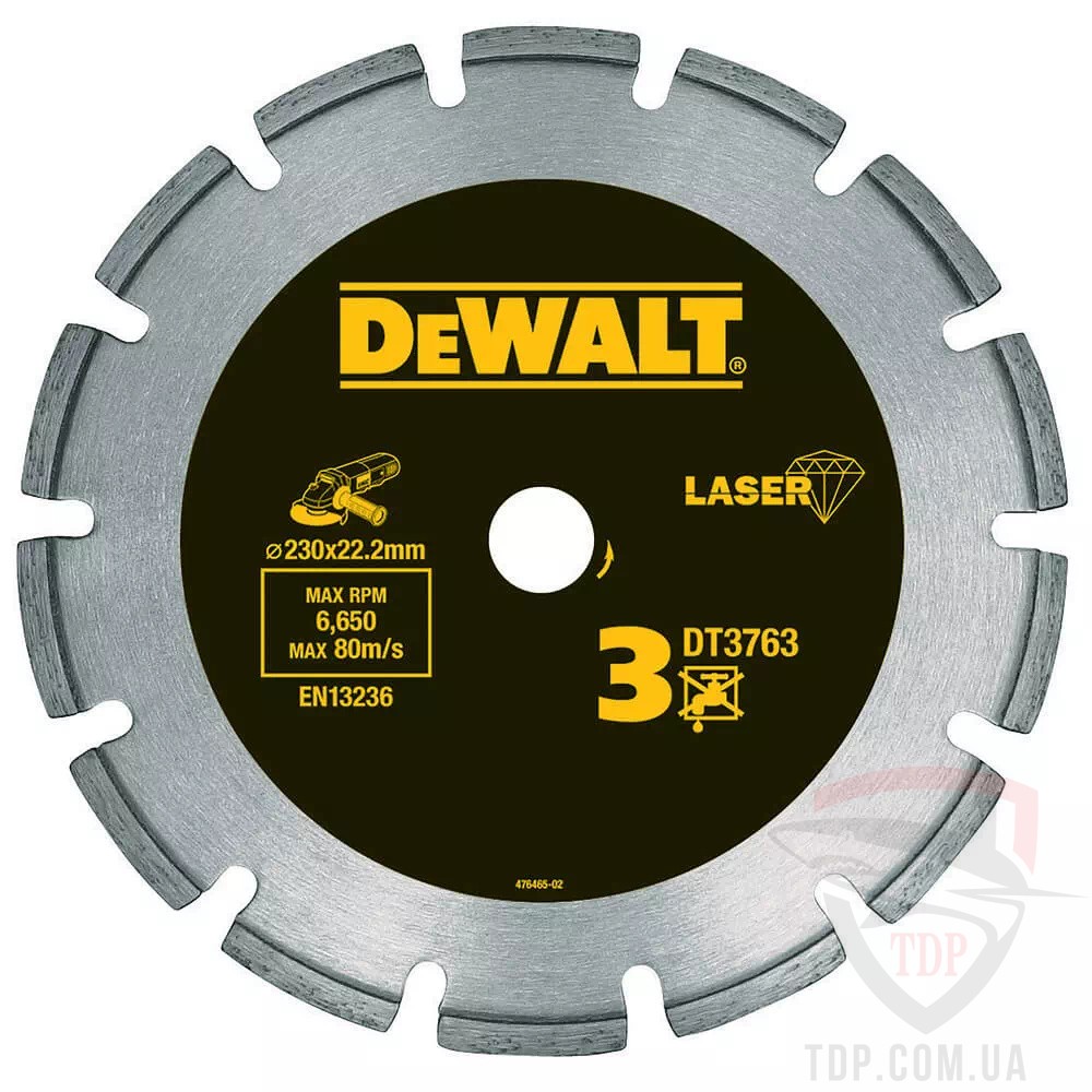 Диск алмазний DeWALT по бетону 125x22.2x2 мм (DT3761)