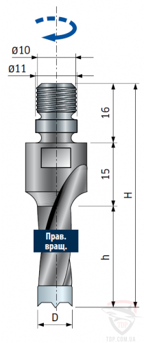 Оснастка Сверло непроходное с зенкером Freud D10 d10 L81 h50 (PF09MDBDD3)