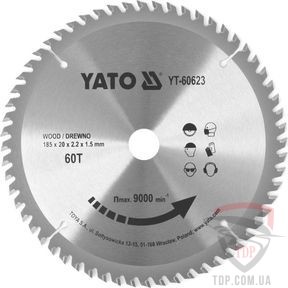 Оснастка Пильный диск по дереву Yato 185x30x60z (YT-60623-1)