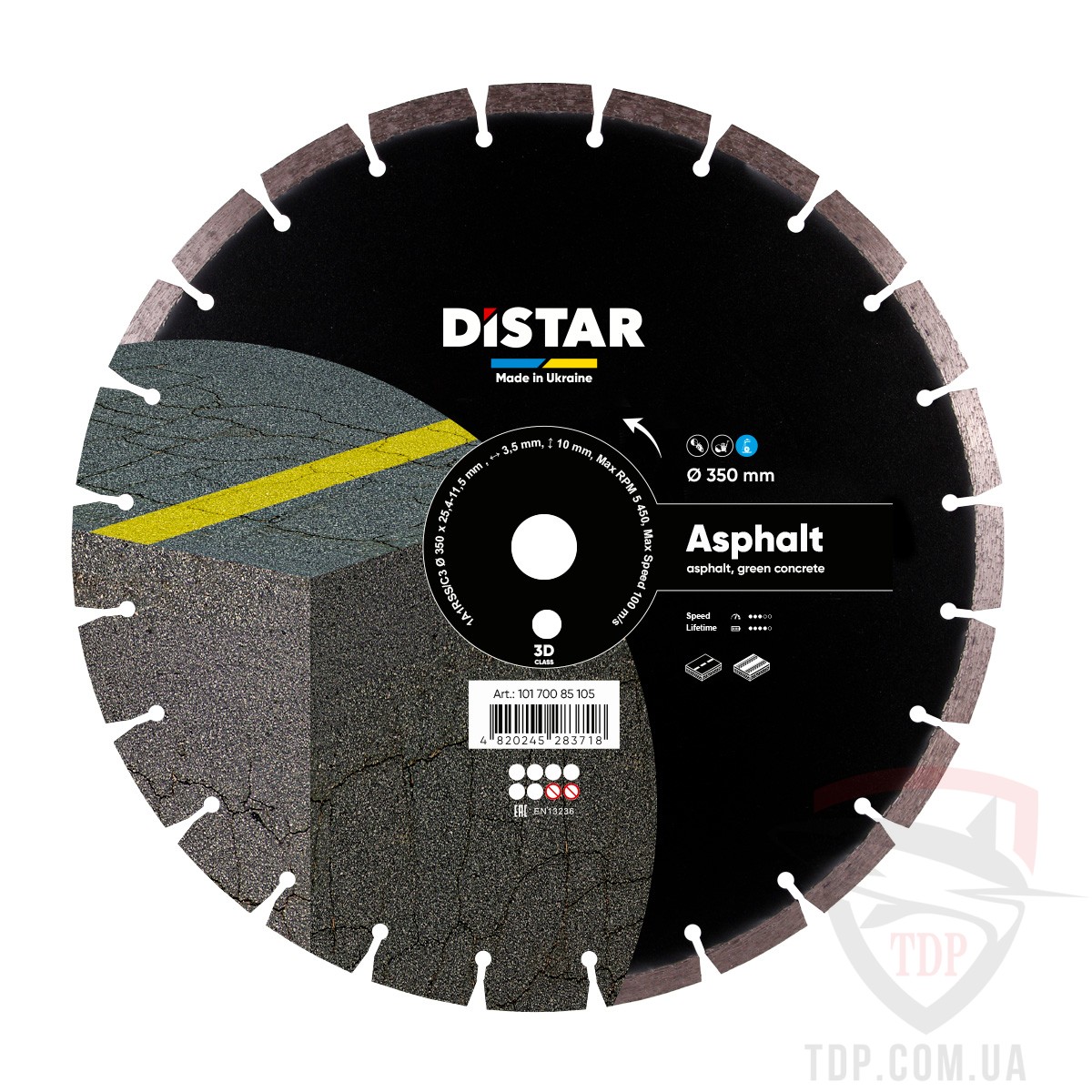 Алмазный инструмент Круг алмазний відрізний Distar Asphalt 1A1RSS 350x25.4x3.5 (10170085105)
