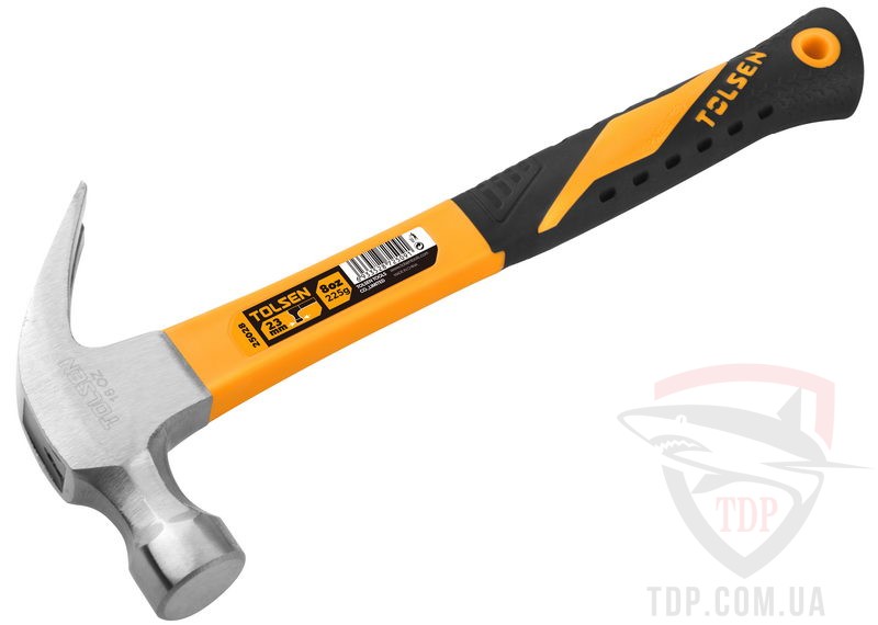 Молоток-гвоздодер 225г 23 мм (8 oz) стекловолокно TOLSEN (T25028)