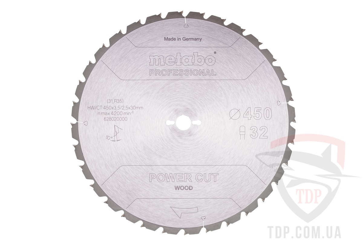 Пильный диск по дереву METABO 450x2.5/3.5x30x32z HW/CT power cut (628020000)