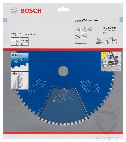 Пильний диск по алюмінію Bosch 260x30x80z K2.8/2 Expert for Aluminium - Фото №2