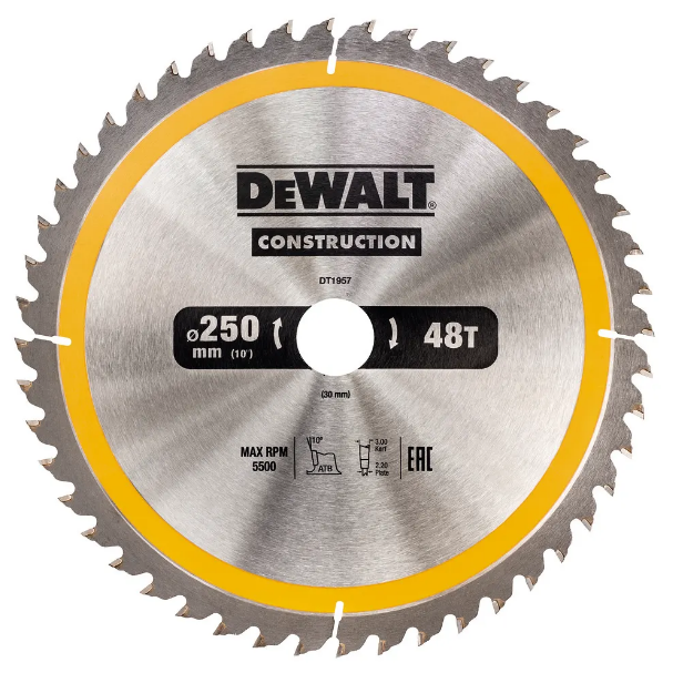 Оснастка Диск пильный DeWALT СONSTRUCTION 250x30x48z (DT1957)