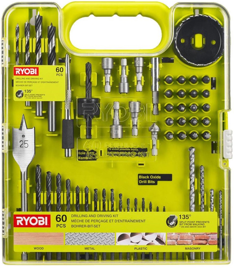 Сверла Набір біт та свердел Ryobi RAKDD60 60 шт (5132004664)