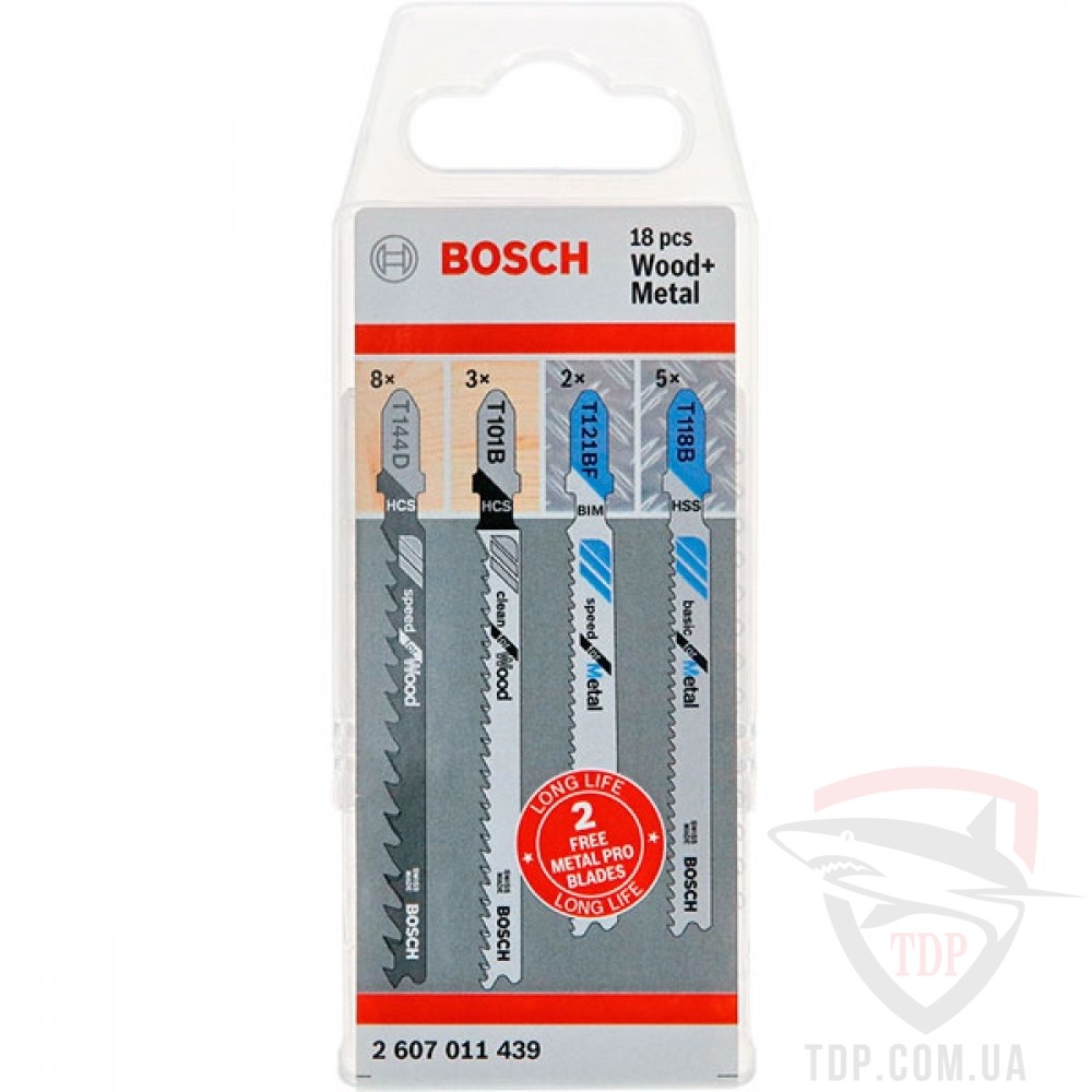 Оснастка Набір лобзикових пилок по дереву та металу Bosch 16+2 (2607011439)