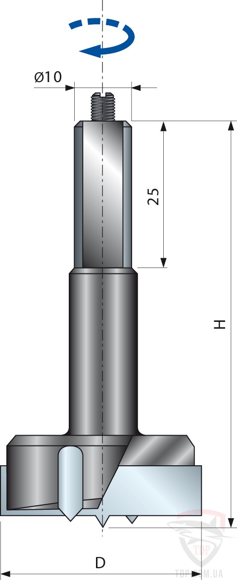 Оснастка Сверло для дверных петель (сверло Форснера) Freud D26 d10 L70 (PC05MD-263)