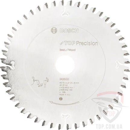 Оснастка Пильний диск по дереву Bosch 210x30x48z K2.3/1.8 Top Precision Best for Wood