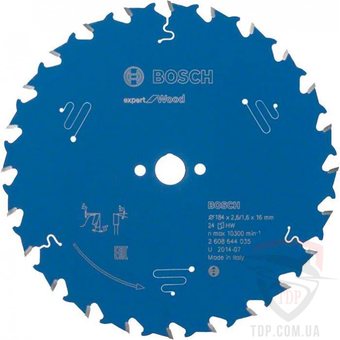 Оснастка Пильний диск по дереву Bosch 184x16x24z K2.6/1.6 Expert for Wood