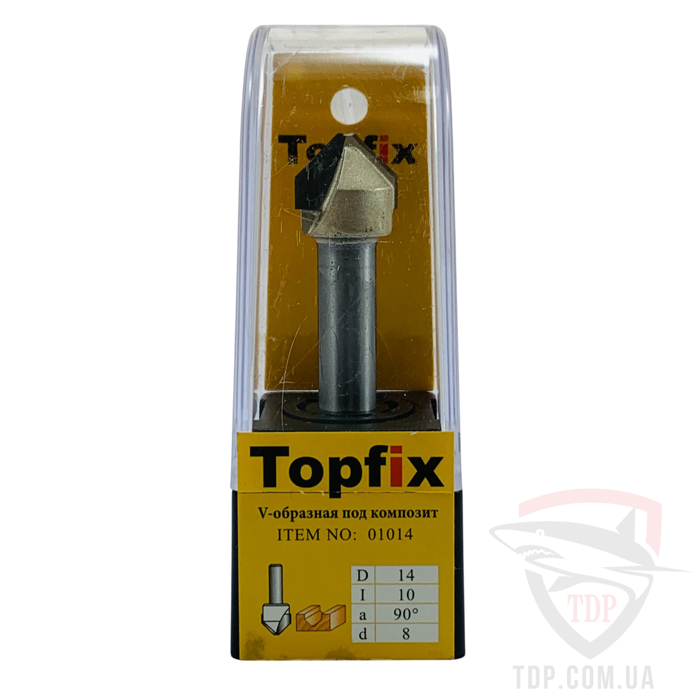 Фреза пазова V-подібна Topfix 1004 D14 d8 L45 h10 o90 z2 compozit F3 (01014) - Фото №3