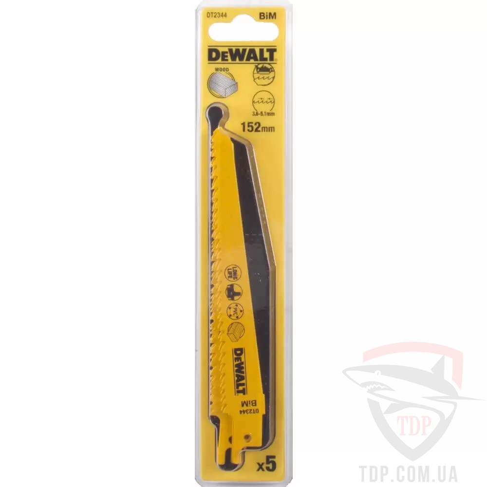Пильне полотно DeWALT по дереву та пластику 152 мм 7 TPI 5шт (DT2344) - Фото №2