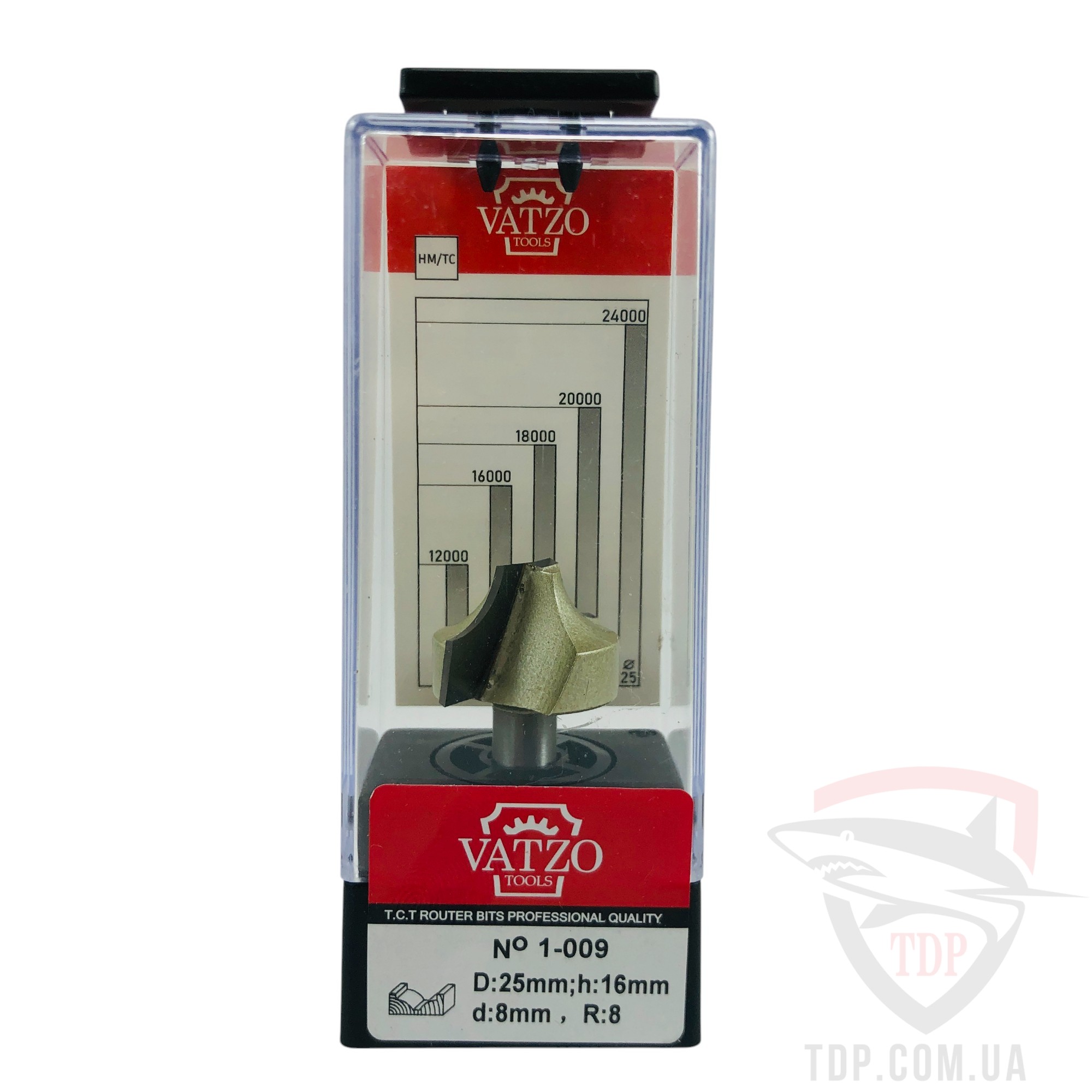Фреза пазова фасонна VATZO 1009 D25 d8 L51 h16 R8 - Фото №4
