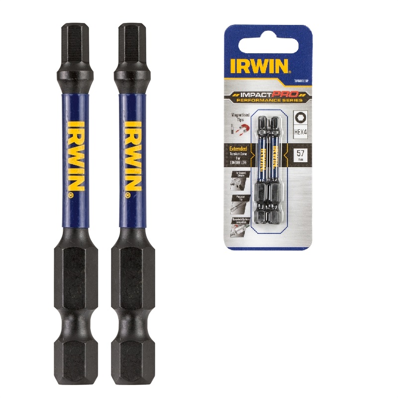 Биты и адаптеры Бита IRWIN IMPACT PRO PERF 57мм HEX4 2шт (IW6061102)