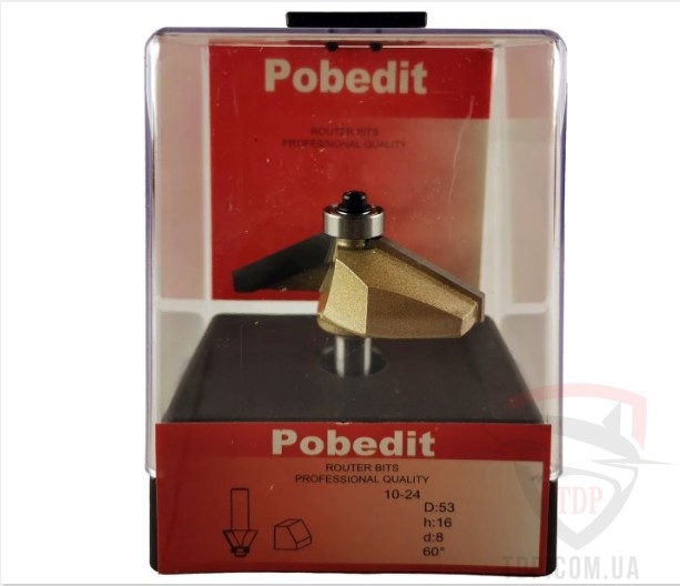 Фреза кромочная конусная POBEDIT 1024 D53 d8 h16 O60 - Фото №2