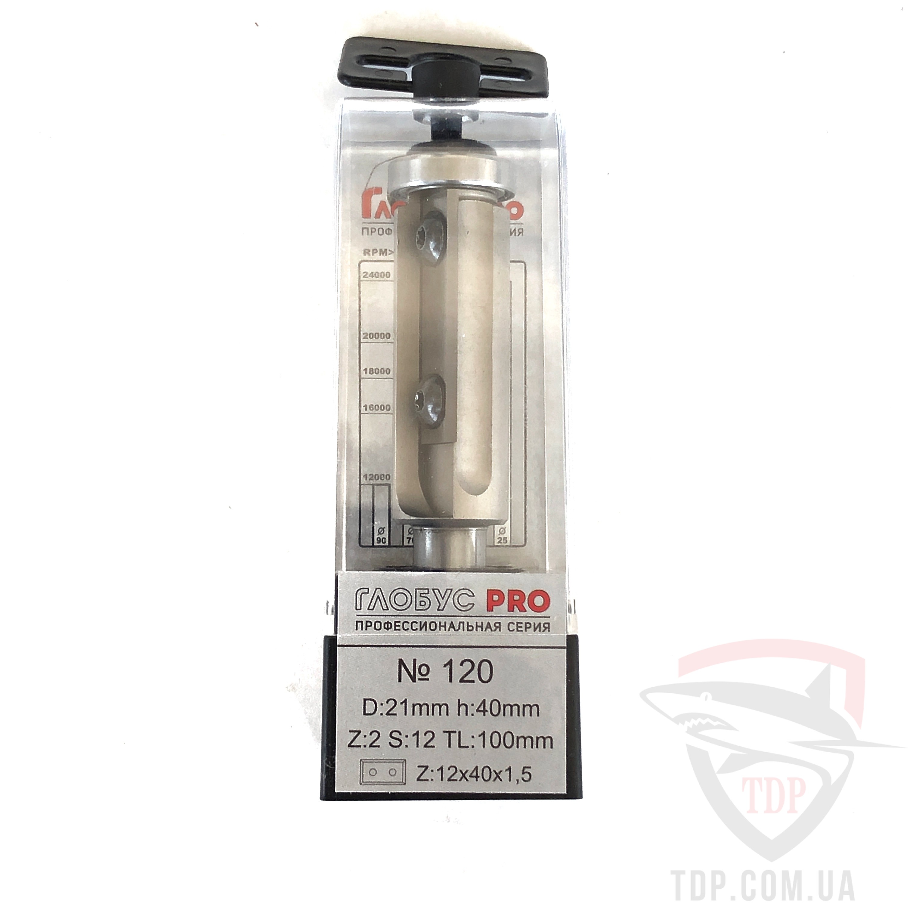 Оснастка Фреза кромочная прямая Глобус PRO 120 D21 d12 h40 L100 z2 с верхним подшипником