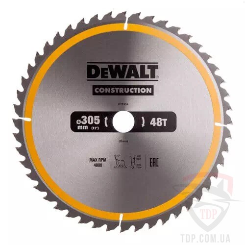 Оснастка Диск пильний DeWALT CONSTRUCTION 305х30x48z (DT1959)