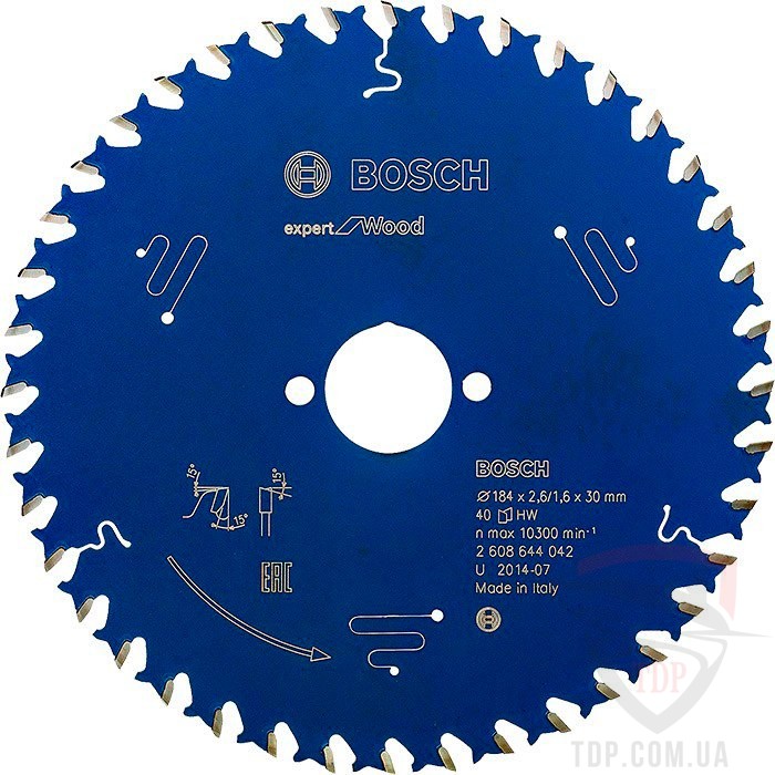 Оснастка Пильний диск по дереву Bosch 184x30x40z K2.6/1.6 Expert for Wood