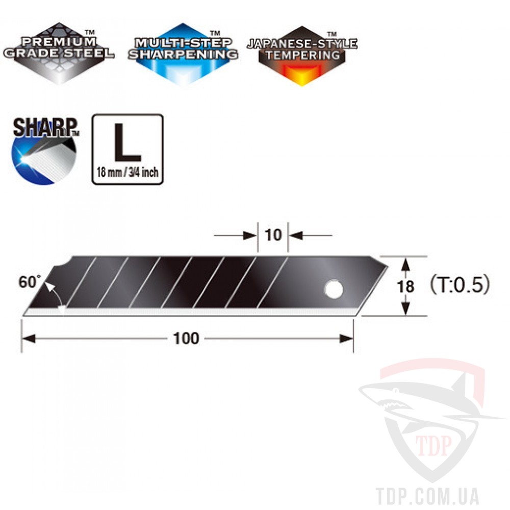 Ручной инструмент Сегментні леза TAJIMA DORA Razar Black Blades Premium 18мм 10 шт (CB50RB)