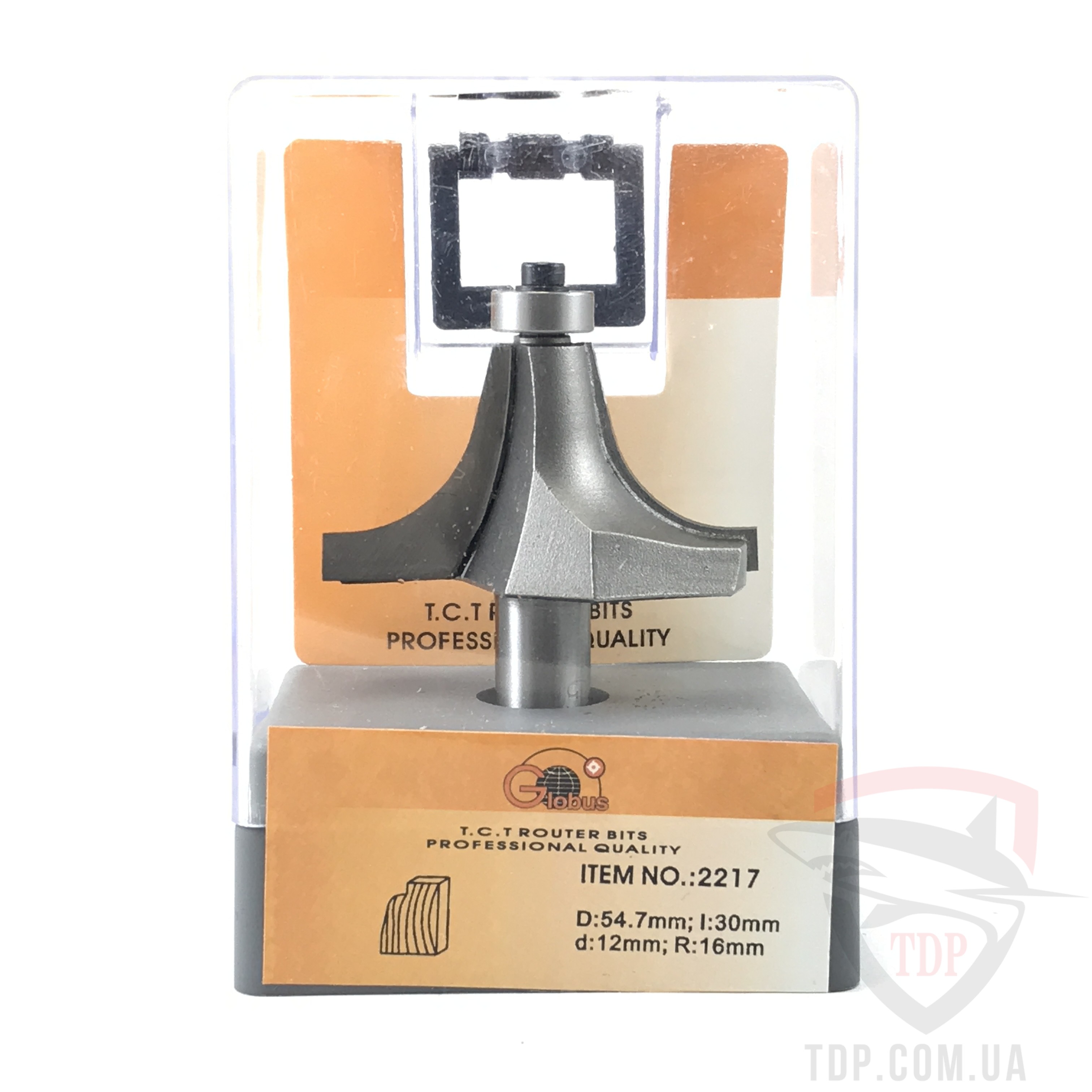 Фреза по дереву ГЛОБУС 2217 R16 d12 кромочная фигурная с нижним подшипником
