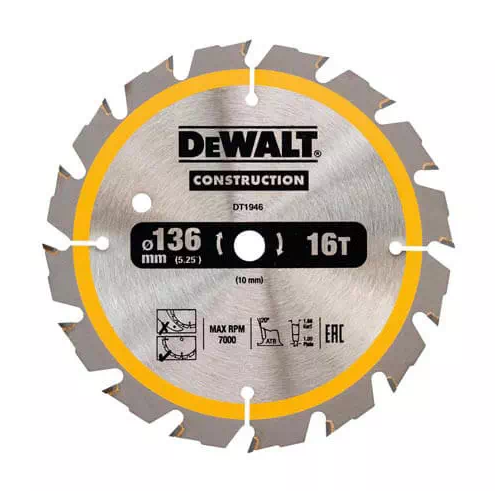 Оснастка Диск пильный DeWALT СONSTRUCTION 136x30x16z (DT1946)