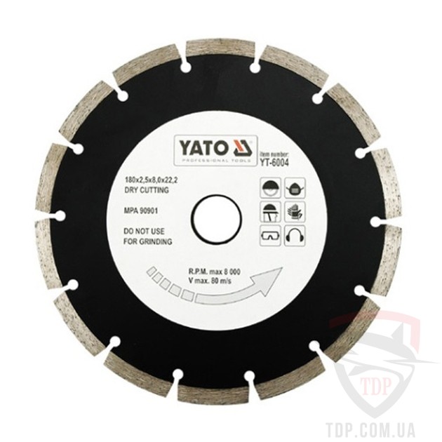 Диск алмазний сегмент YATO SEGMENT 180x2.5x8x22.2мм (YT-6004)