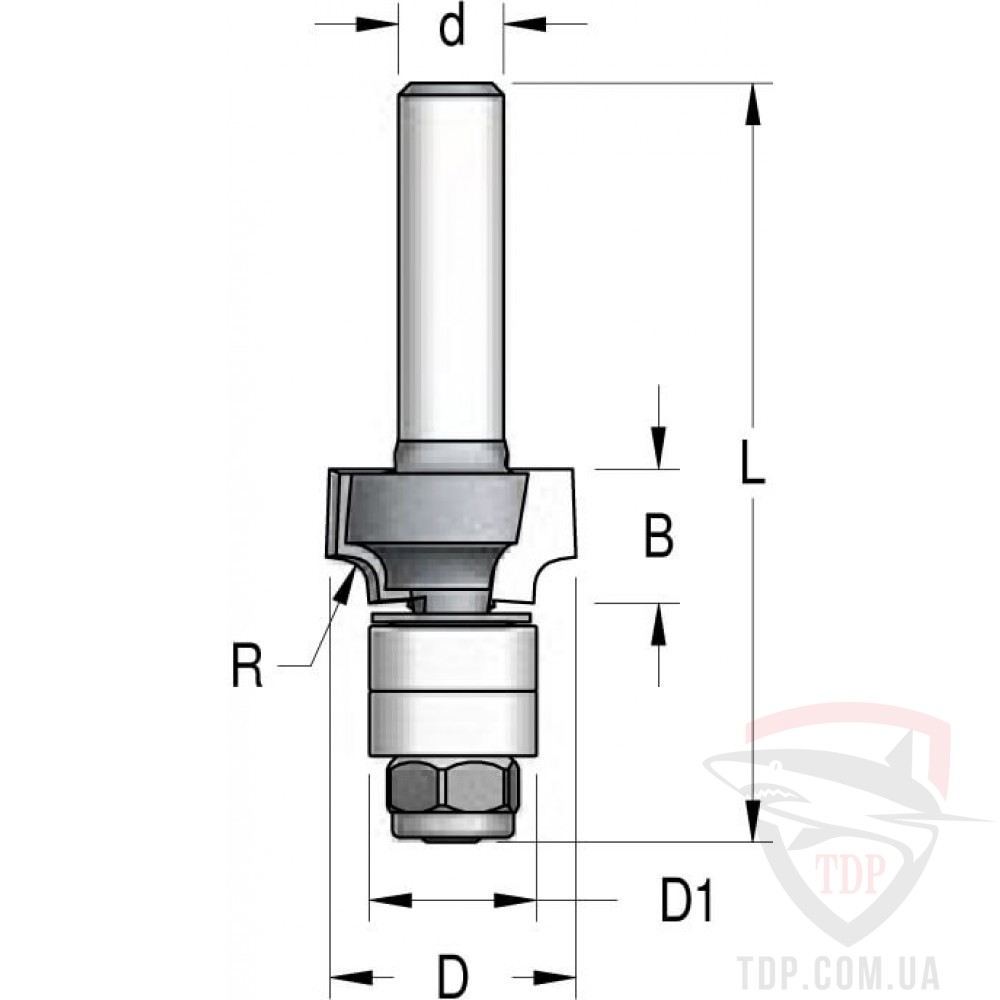 Оснастка Фреза кромкова калювальна W.P.W D16.5 d6 L57 h8 R1.3 посилена (RWB0133)