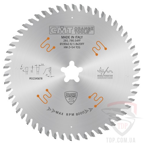 Оснастка Пильний диск по дереву CMT 190x20x54z (281.790.54FF)