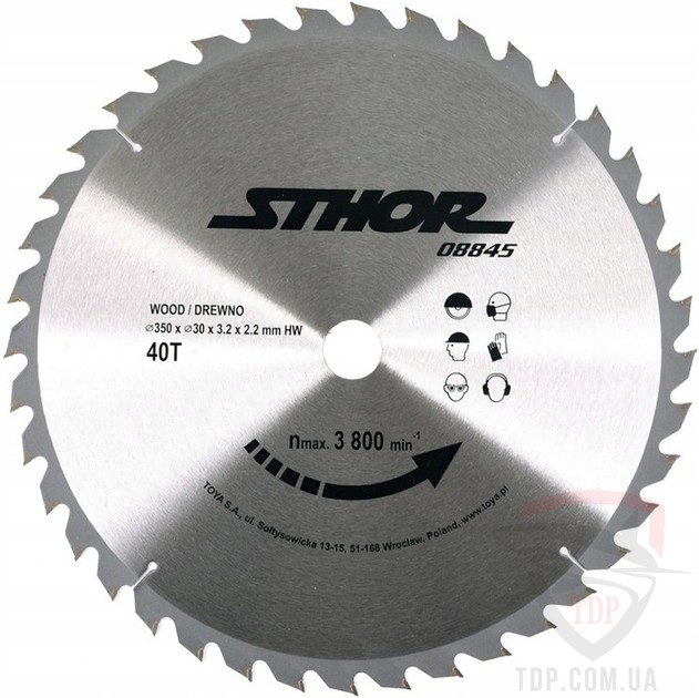 Оснастка Диск пильний по дереву STHOR 350x30x40z K3.2/2.2 (08845)