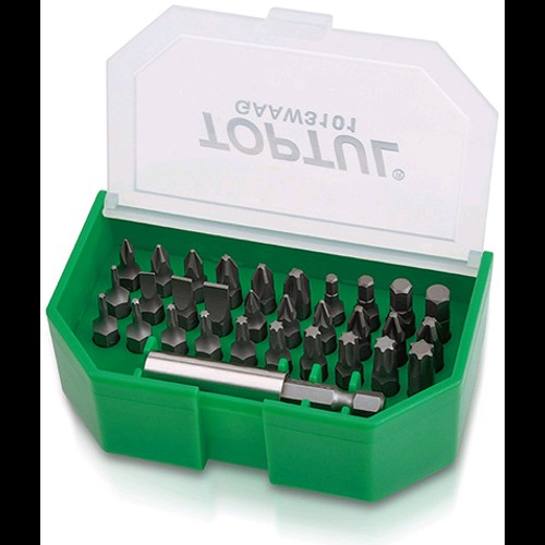 Ручной инструмент Набор бит 1/4" SL;PH;PZ;TORX;HEX +магнитный держатель  31ед.  TOPTUL GAAW3101