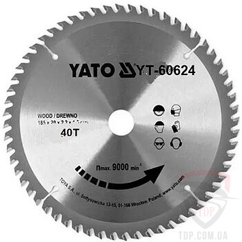 Оснастка Диск пильний победитовий по дереву YATO 185x30x40z (YT-60624)