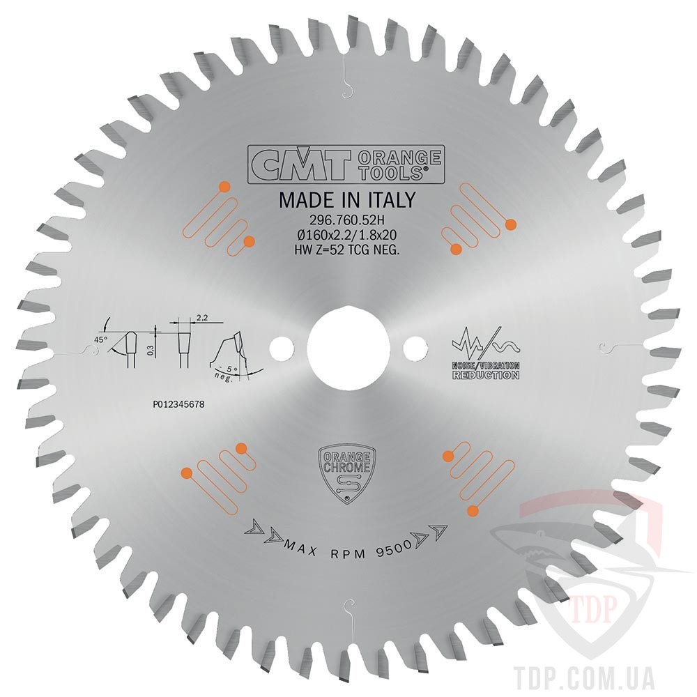Оснастка Пильний диск по кольорових металах CMT 160x20x52z (296.760.52H)